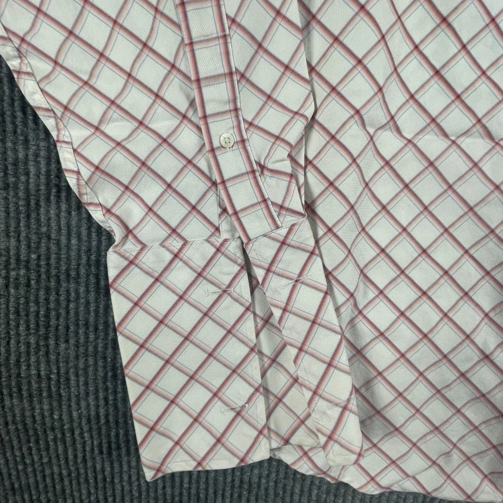 Banana Republic Shirt Mens L 16 White‎ Button Cotton Plaid Wedding French Cuffs